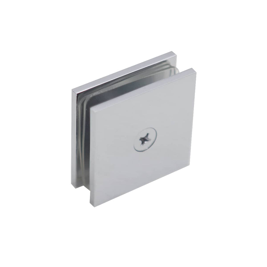 Single Hole Square Shower Glass Clip for Partitions - Chrome