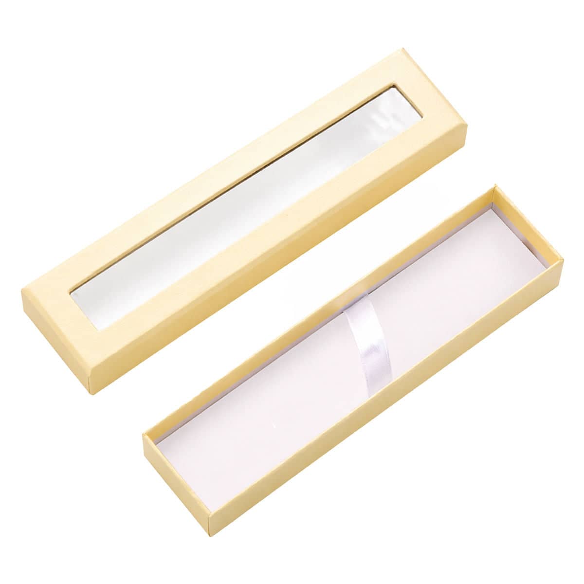 Single Pen Gift Boxes with Window - Beige, Pack of 10