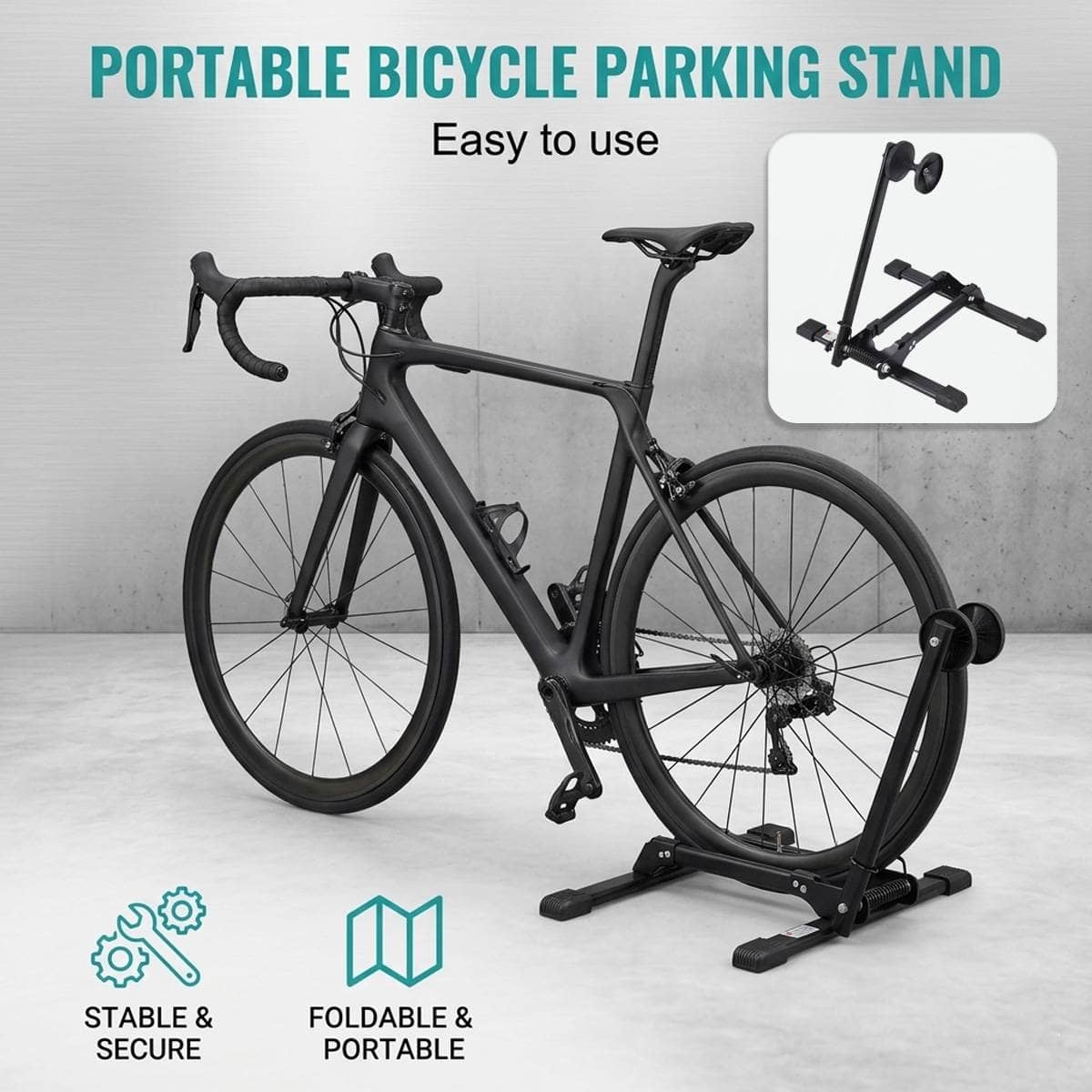 Single Pole Fold Bike Parking Rack Portable Floor Stand for Road Bikes