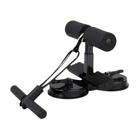 Sit-Up Assistant with Dual Suction Cups and Pull Rope - Black