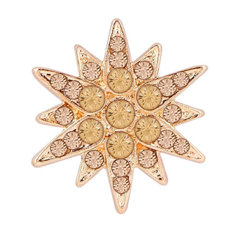 Six Pointed Star Brooch with Rhinestones - Champagne