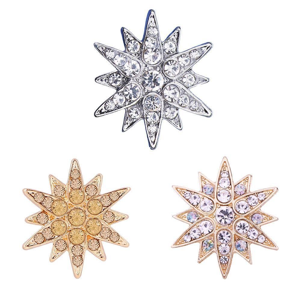 Six Pointed Star Brooch with Rhinestones - Champagne - view 3