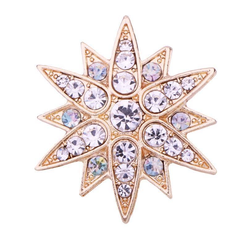 Six Pointed Star Brooch with Rhinestones - Gold