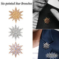 Six Pointed Star Brooch with Rhinestones - Gold - view 2
