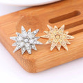 Six Pointed Star Brooch with Rhinestones - Gold - view 5
