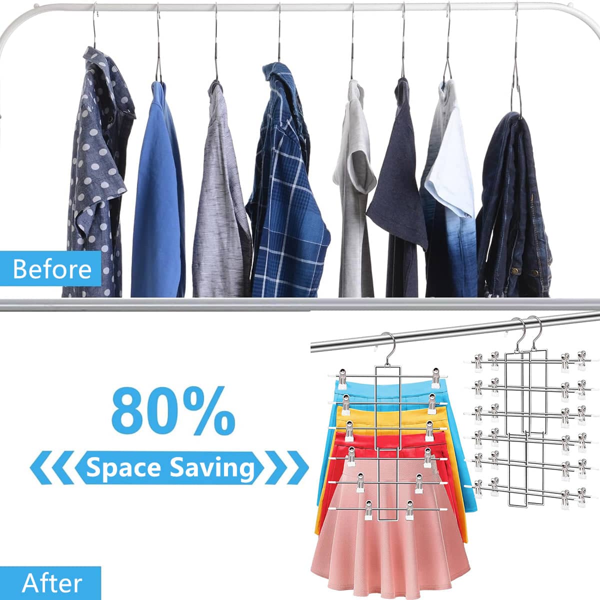 Six-Tier Pants and Skirt Hangers with Clips, Pack of 2 - view 5