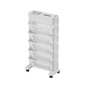 Six Tier Rolling Storage Cart Slim Magazine File Organiser - White - view 2