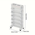 Six Tier Rolling Storage Cart Slim Magazine File Organiser - White - view 3