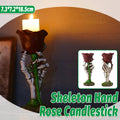 Skeleton Hand Rose Candle Holder Gothic Halloween Resin Decoration