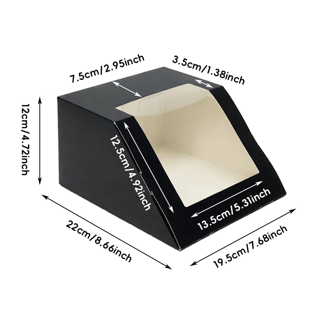 Slant Window Gift Boxes, Pack of 10 (19.5 x 22 x 12 cm) - Black - view 4