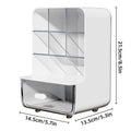 Slanted Desktop Pen Holder with Pull-Out Drawer, Stationery Organiser - Beige - view 4