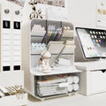 Slanted Desktop Pen Holder with Pull-Out Drawer, Stationery Organiser - Beige - view 5