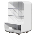 Slanted Desktop Pen Holder with Pull-Out Drawer, Stationery Organiser - White