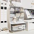 Slanted Desktop Pen Holder with Pull-Out Drawer, Stationery Organiser - White - view 5