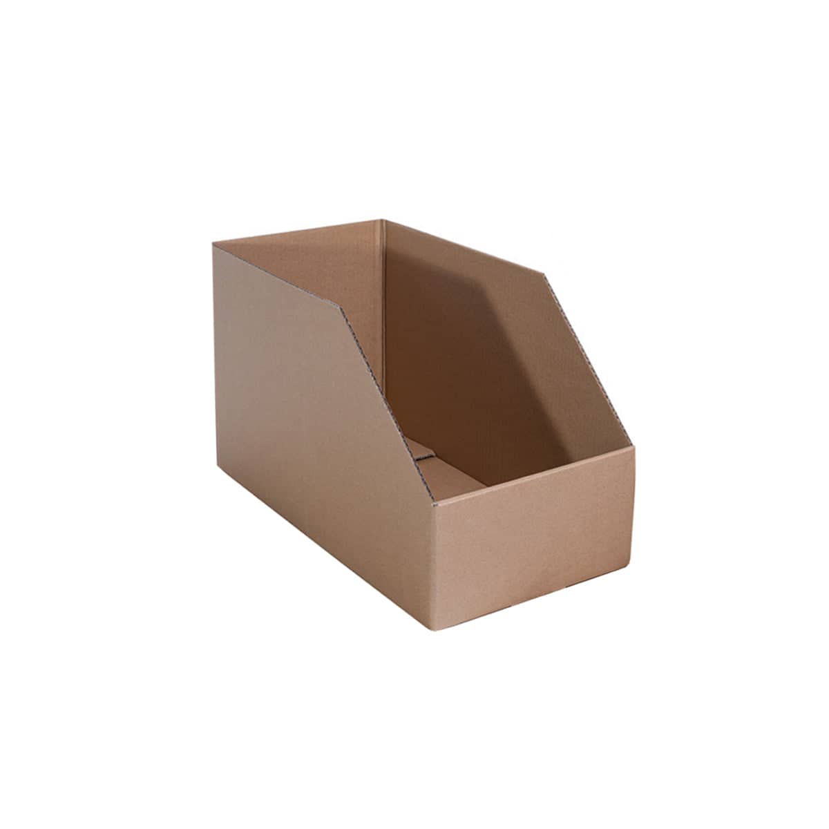 Slanted Front Cardboard Storage Boxes, Pack of 10 - 38 x 18 x 22 cm
