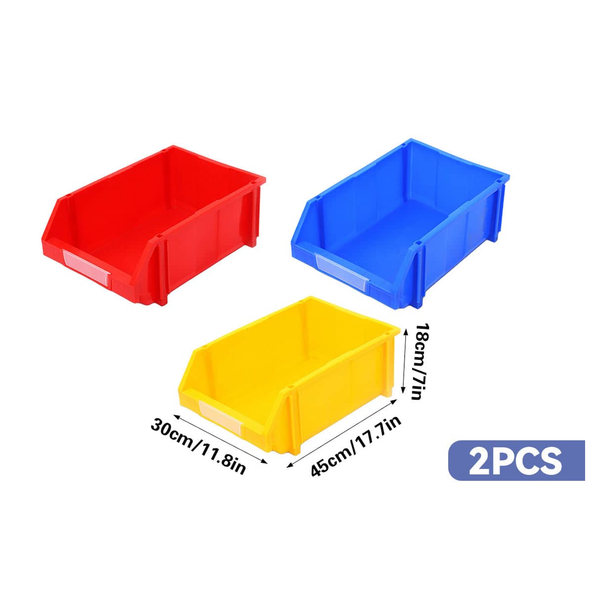Slanted Plastic Storage Boxes for Screws, Nuts and Crafts, Pack of 2 - Red - view 4