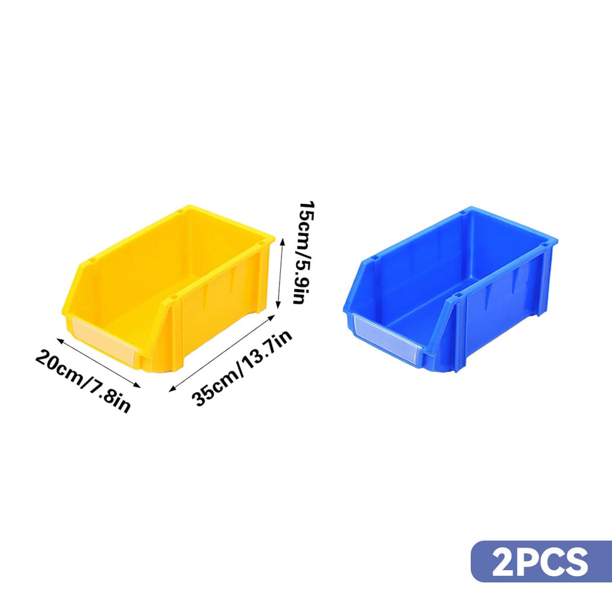 Slanted Plastic Storage Boxes for Screws, Nuts and Crafts - Yellow, Pack of 2 - view 4