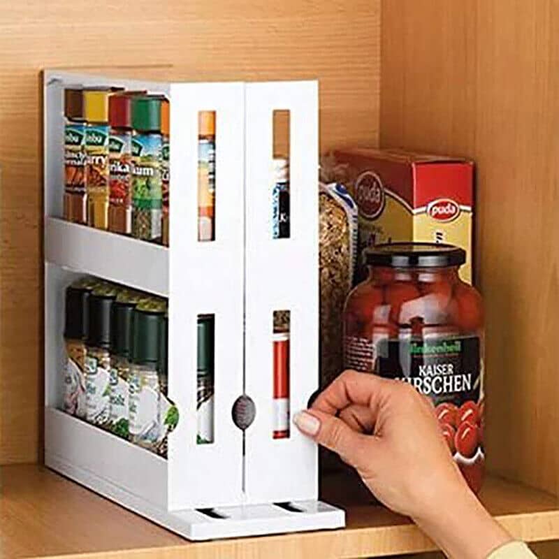 Slide Out Kitchen Cabinet Spice Rack Organiser Pantry Storage Shelf, White - view 4