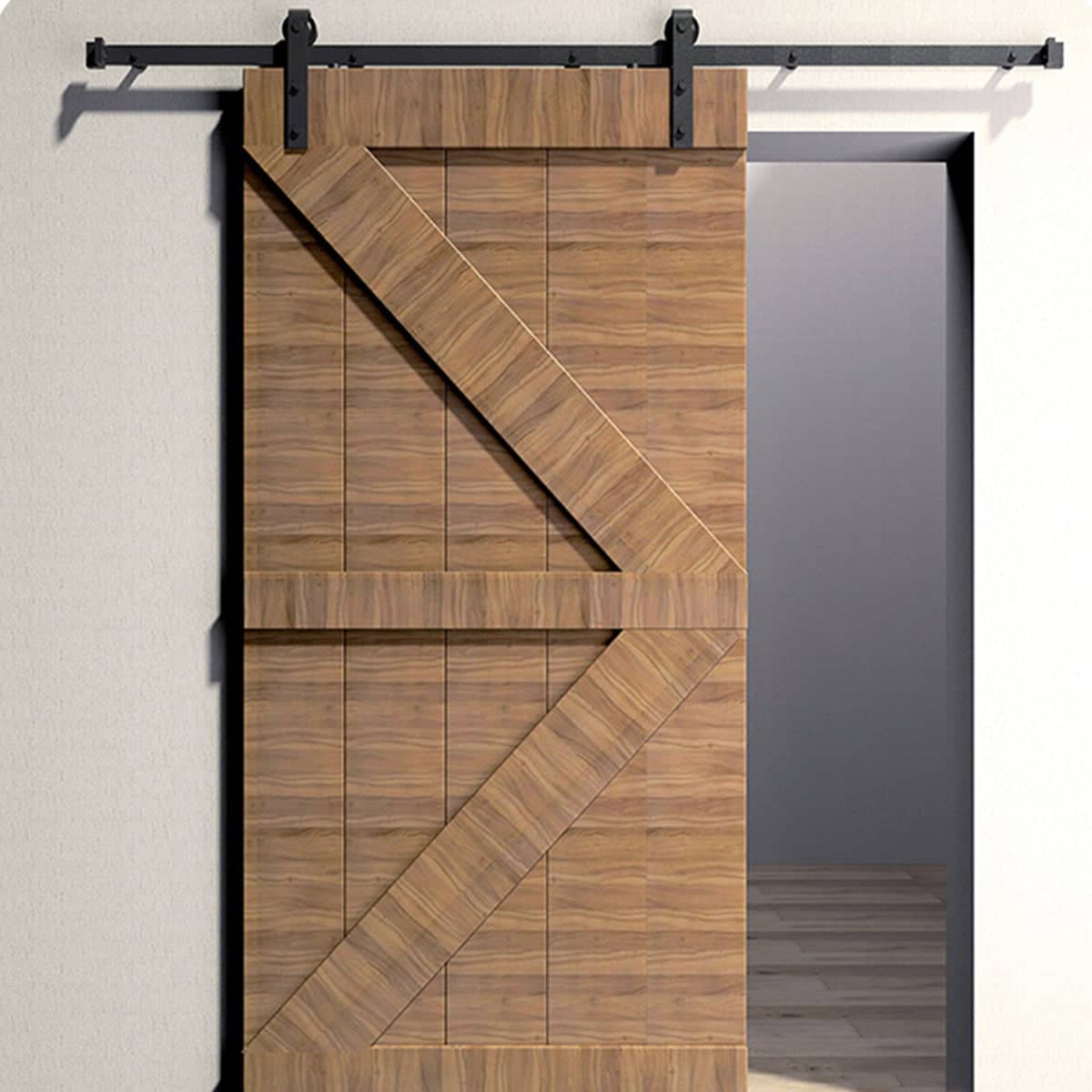 Sliding Door Track Kit with Carbon Steel Rail and Nylon Pulleys - 200 cm - view 5