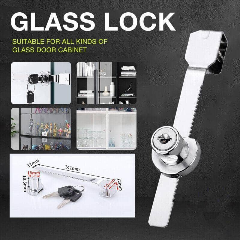 Sliding Glass Cabinet Lock with Keys, Clamp-Style Display Door Lock - Single Lock, 2 Keys - view 2