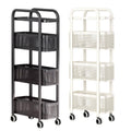 Slim 3-Tier Rolling Storage Trolley with Perforated Baskets - Black - view 3