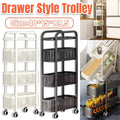 Slim 3-Tier Rolling Storage Trolley with Perforated Baskets - White - view 2