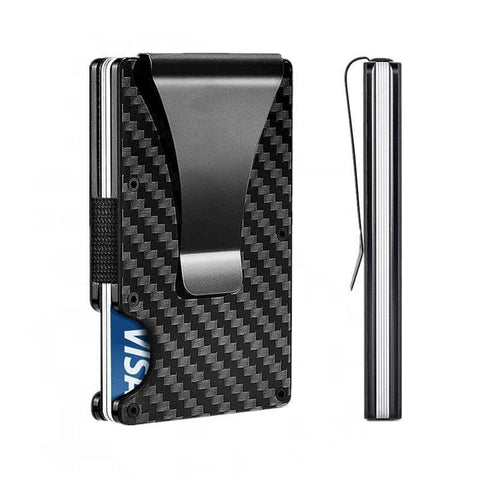 Slim Carbon Fibre Card Holder Wallet with RFID Blocking and Metal Money Clip - view 2