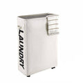 Slim Foldable Laundry Basket with Wheels - Beige