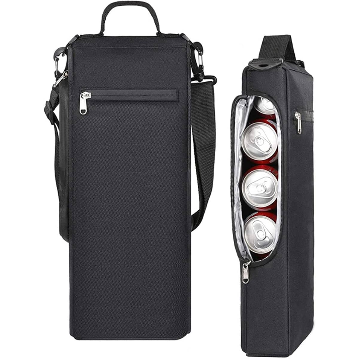 Slim Insulated Golf Cooler Bag with Shoulder Strap and Zip Pocket - Black - view 5