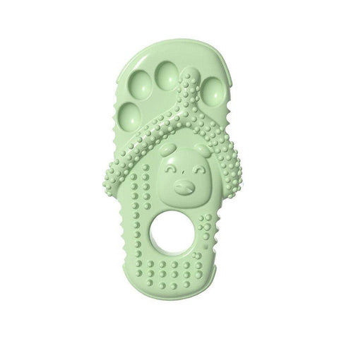 Slipper Shape Dog Chew Toy, Durable TPR Teething Toy - Green