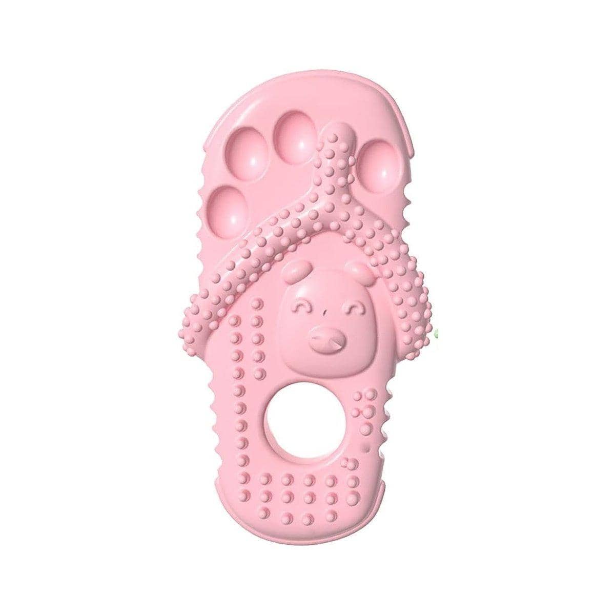 Slipper Shape Dog Chew Toy, Durable TPR Teething Toy - Pink