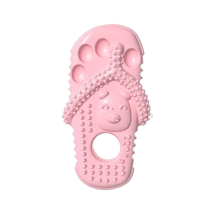 Slipper Shape Dog Chew Toy, Durable TPR Teething Toy - Pink