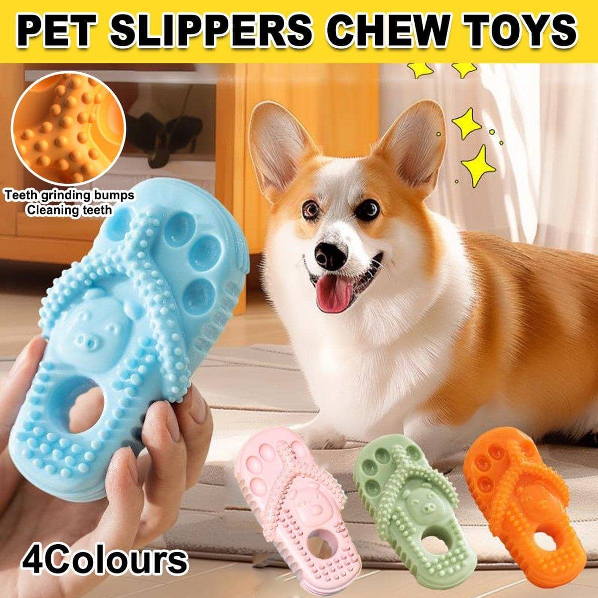 Slipper Shape Dog Chew Toy, Durable TPR Teething Toy - Pink - view 2