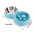 Slow Feeder Double Pet Bowl for Cats and Dogs - Cream White - view 4