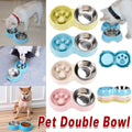 Slow Feeder Double Pet Bowl for Cats and Dogs - Light Blue - view 2