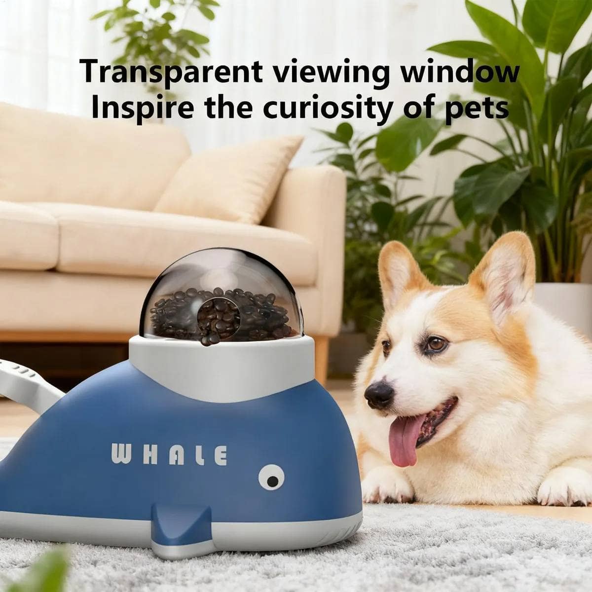 Slow Feeder Treat Toy for Cats and Dogs, Whale Shaped - view 5