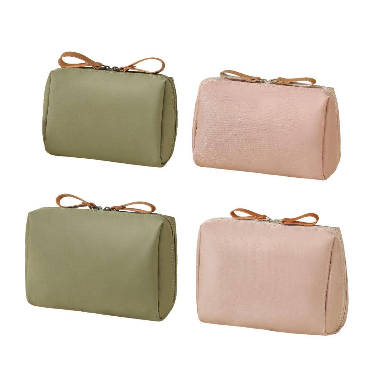 Small and Large Makeup Bag Set for Travel - Green and Pink, Set of 4 - view 2