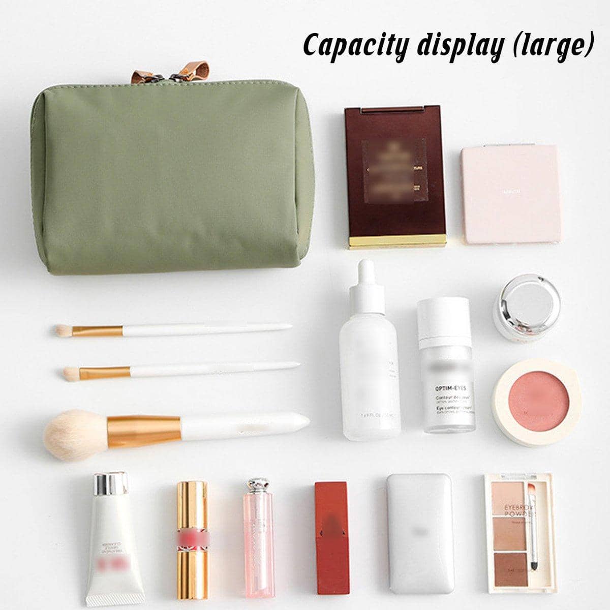 Small and Large Makeup Bag Set for Travel - Green and Pink, Set of 4 - view 5