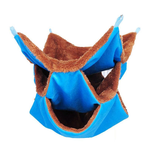 Small Animal Hammock Nest in Plush Fabric - Blue
