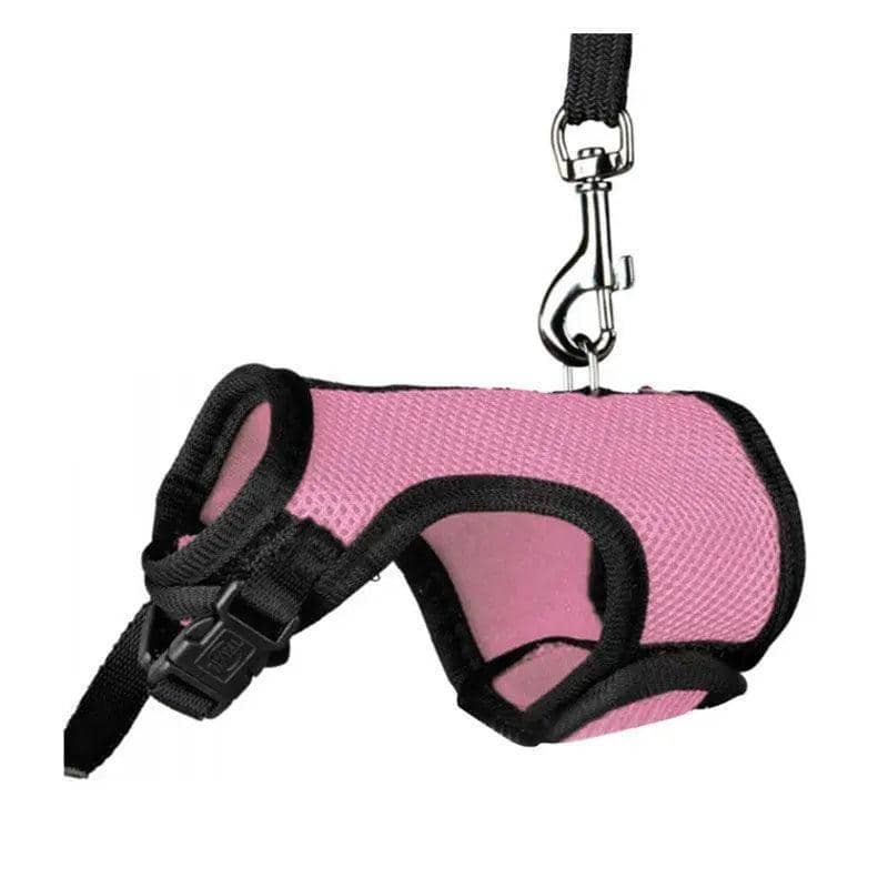 Small Animal Harness and Lead for Ferrets, Guinea Pigs and Rabbits - Pink, XL (Chest 25-40 cm)
