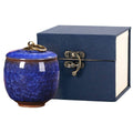 Small Ceramic Pet Urn for Ashes, Memorial Keepsake for Dogs and Cats - Blue