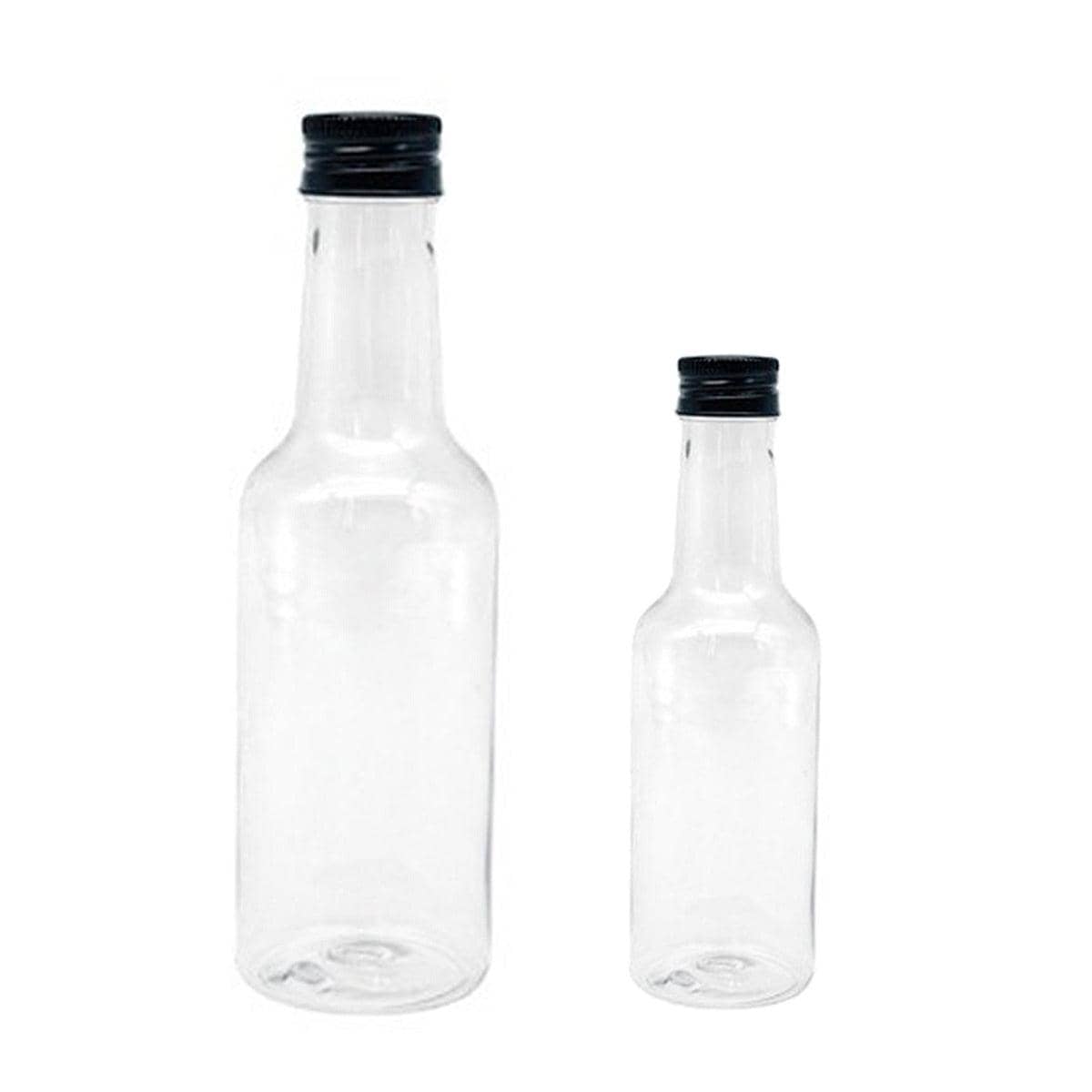 Small Clear Plastic Bottles with Black Screw Caps, Pack of 24 - 150 ml - view 3