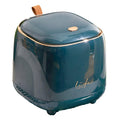 Small Desktop Wastebasket Mini Desk Bin with Hidden Bag Layer - Blue