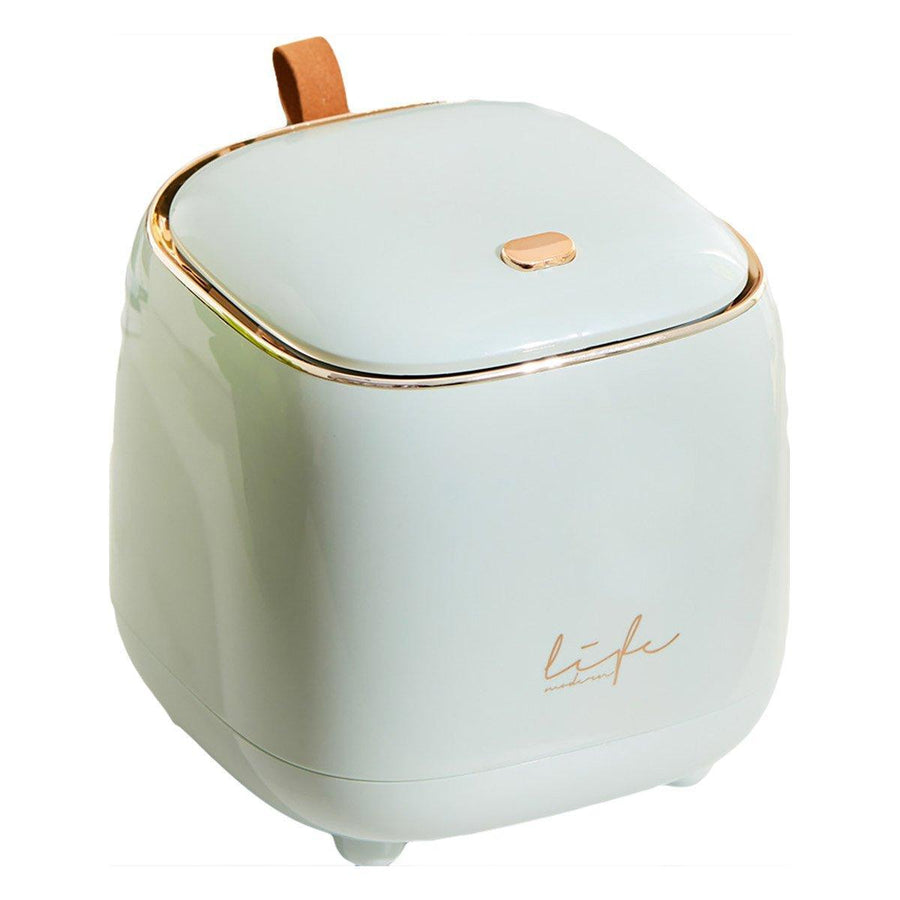 Small Desktop Wastebasket Mini Desk Bin with Hidden Bag Layer - Green