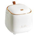 Small Desktop Wastebasket Mini Desk Bin with Hidden Bag Layer - White