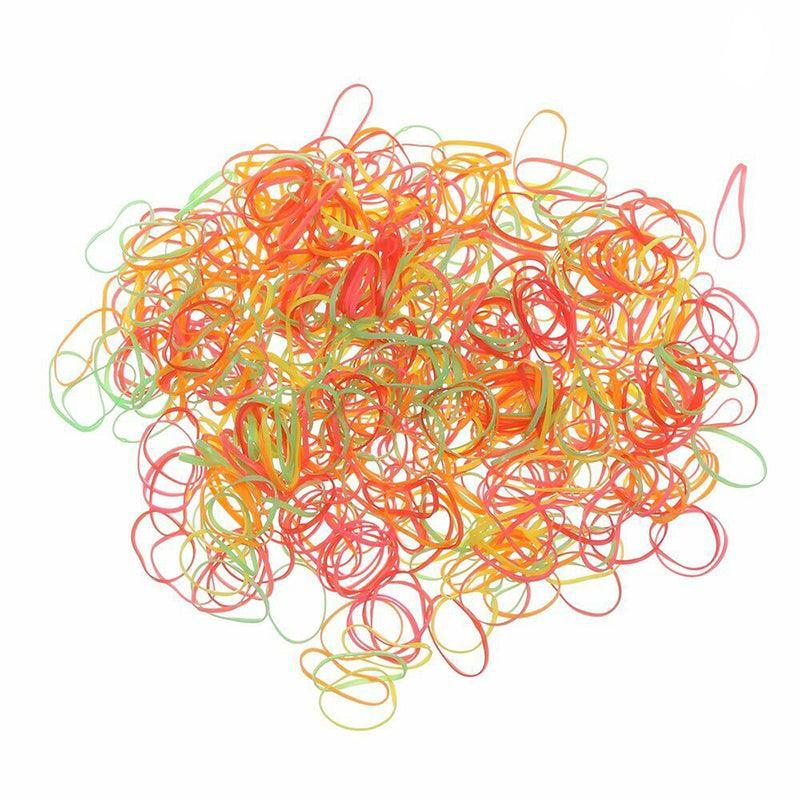 Small Elastic Hair Ties, Pack of 400 - Neon Mix