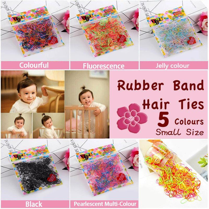 Small Elastic Hair Ties, Pack of 400 - Neon Mix - view 2
