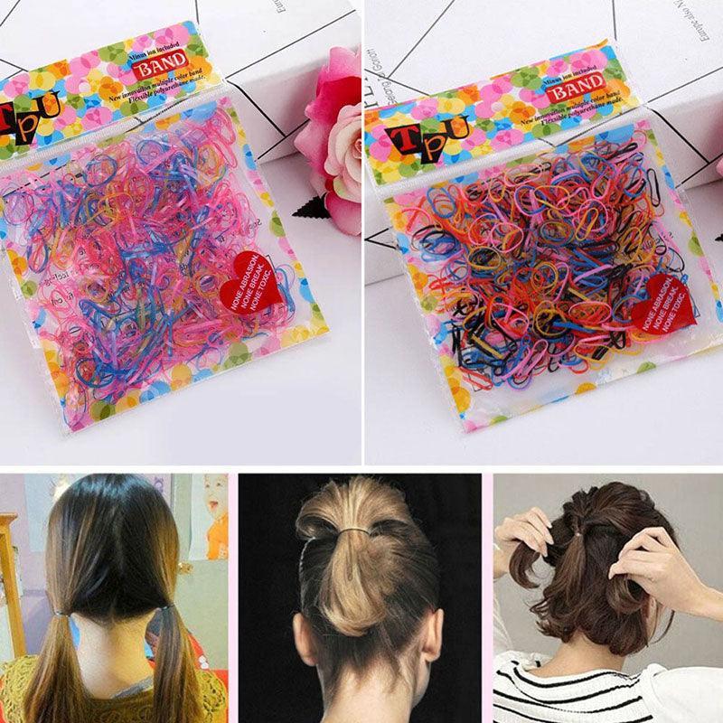 Small Elastic Hair Ties, Pack of 400 - Neon Mix - view 9