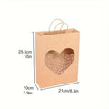 Small Kraft Paper Gift Tote Bag with Window, 21 x 25.5 x 10 cm - Circle Window, Pack of 20 - view 4