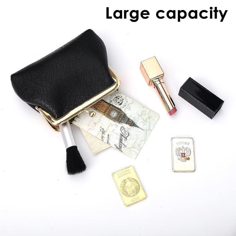 Small Leather Coin Purse with Clasp for Women - Blue - view 4